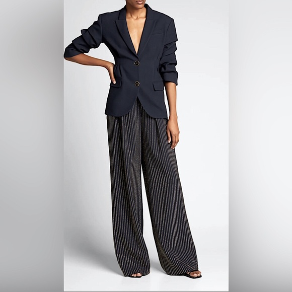 GloryStar Wide Leg Pinstripe stretch back slacks Trouser Pants XXL fit like L/XL - Picture 3 of 11